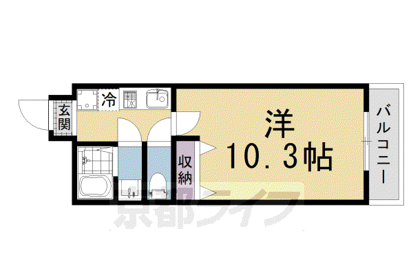 京都市烏丸線 鞍馬口駅 徒歩6分 3階建 築5年(1K/2階)の間取り写真