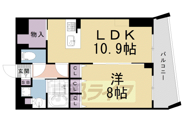 京阪電気鉄道鴨東線 神宮丸太町駅 徒歩5分 5階建 築4年(1LDK/2階)の間取り写真