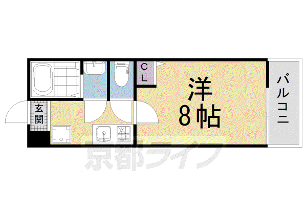 京都市烏丸線 今出川駅 徒歩18分 3階建 築4年(1K/2階)の間取り写真