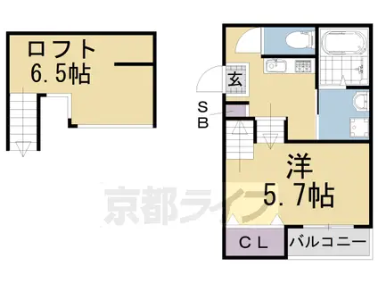 京阪電気鉄道京阪線 淀駅 徒歩7分 2階建 築4年(1K/2階)の間取り写真