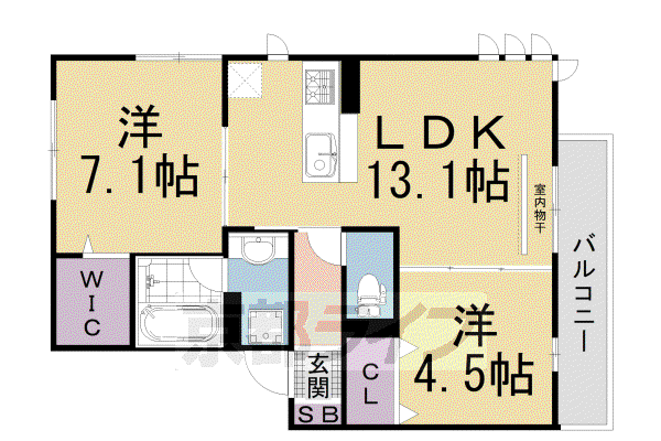 近鉄京都線 竹田駅(京都) 徒歩20分 3階建 築5年(2LDK/3階)の間取り写真