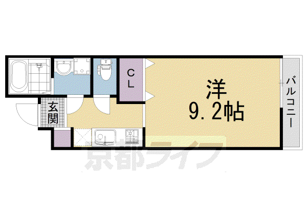 京阪電気鉄道京阪線 墨染駅 徒歩3分 3階建 築4年(1K/3階)の間取り写真