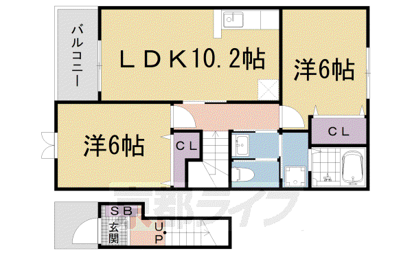 アルモニー比叡(2LDK/1階)の間取り写真