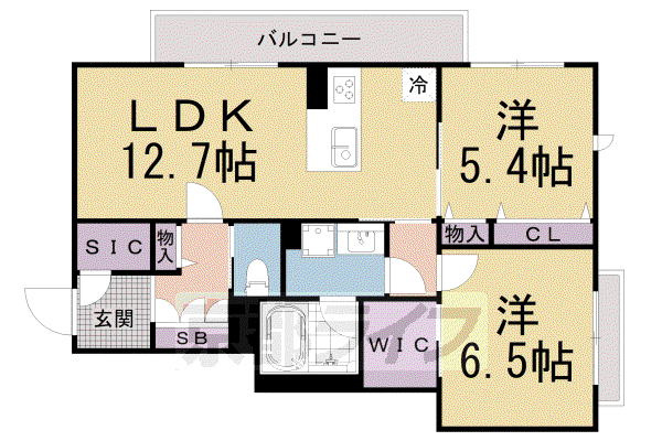 京都市東西線 椥辻駅 徒歩13分 3階建 築4年(2LDK/2階)の間取り写真