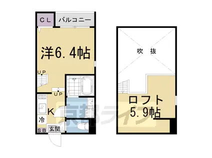 ハーモニーテラス醍醐新開Ⅱ(1K/1階)の間取り写真
