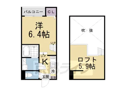 ハーモニーテラス醍醐新開Ⅱ(1K/2階)の間取り写真