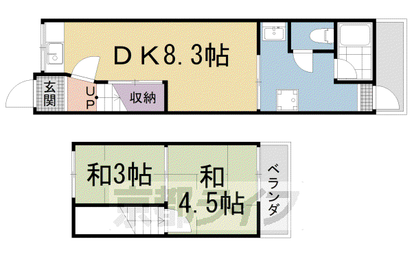 京都市東西線 椥辻駅 徒歩19分 2階建 築57年(2DK)の間取り写真