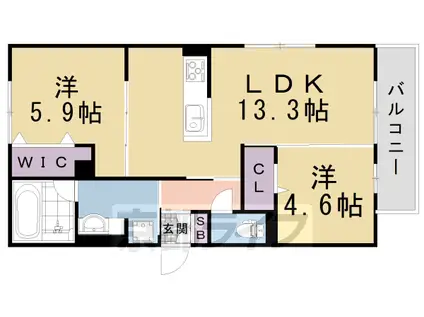 京阪電気鉄道京阪線 中書島駅 徒歩29分 3階建 築6年(2LDK/3階)の間取り写真