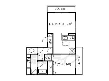 京阪電気鉄道京阪線 中書島駅 徒歩29分 3階建 築6年(1LDK/2階)の間取り写真