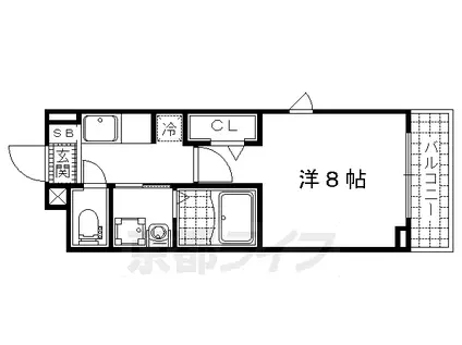 近鉄京都線 伏見駅(京都) 徒歩5分 4階建 築6年(1K/2階)の間取り写真