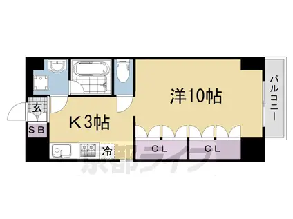京阪電気鉄道京阪線 藤森駅 徒歩5分 7階建 築6年(1K/3階)の間取り写真