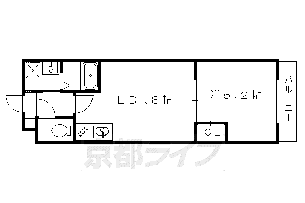 京阪電気鉄道京阪線 藤森駅 徒歩4分 5階建 築6年(1LDK/2階)の間取り写真