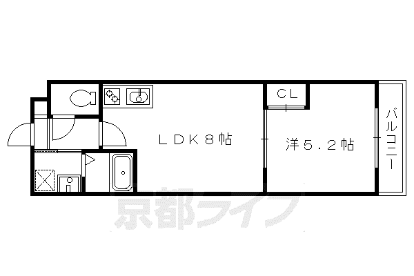 京阪電気鉄道京阪線 藤森駅 徒歩4分 5階建 築6年(1LDK/2階)の間取り写真