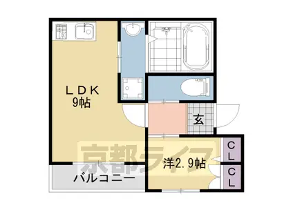 京阪電気鉄道京阪線 丹波橋駅 徒歩15分 3階建 築5年(1LDK/3階)の間取り写真