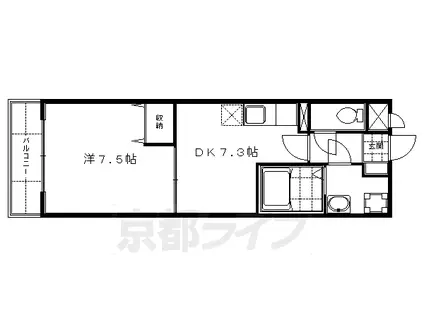 奈良線 JR藤森駅 徒歩6分 2階建 築18年(1DK/1階)の間取り写真
