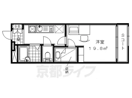 京阪電気鉄道京阪線 鳥羽街道駅 徒歩6分 2階建 築19年(1K/1階)の間取り写真