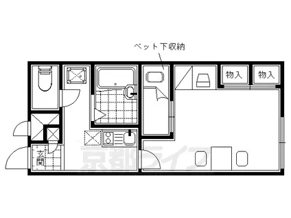 奈良線 六地蔵駅(JR) 徒歩3分 2階建 築20年(1K/1階)の間取り写真