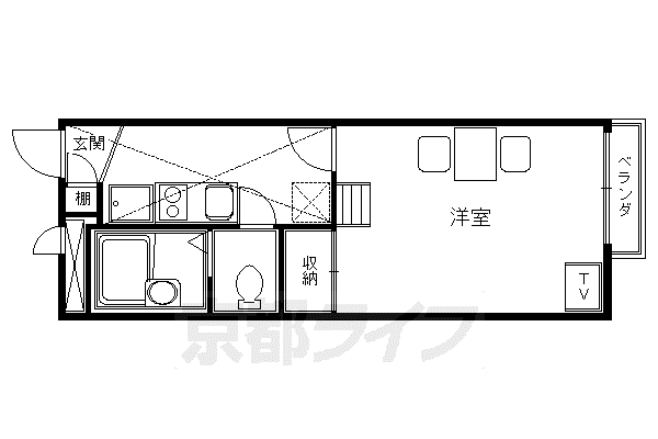 京阪電気鉄道京阪線 淀駅 徒歩5分 2階建 築22年(1K/2階)の間取り写真