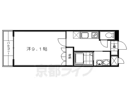 近鉄京都線 竹田駅(京都) 徒歩14分 5階建 築17年(1K/1階)の間取り写真