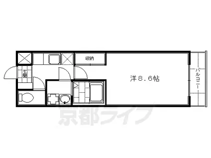京都市烏丸線 くいな橋駅 徒歩11分 5階建 築17年(1K/1階)の間取り写真