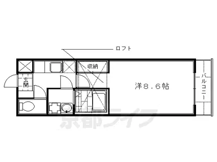 京都市烏丸線 くいな橋駅 徒歩11分 5階建 築18年(1K/5階)の間取り写真