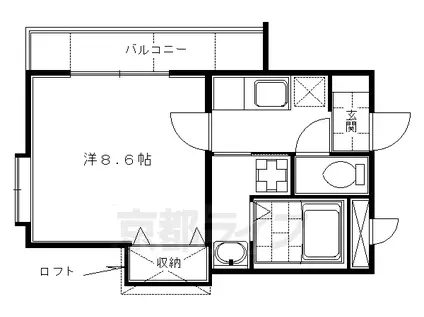 京都市烏丸線 くいな橋駅 徒歩11分 5階建 築17年(1K/4階)の間取り写真