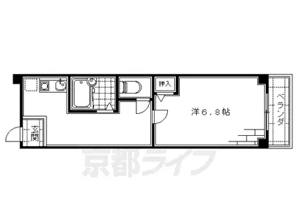 京阪電気鉄道京阪線 墨染駅 徒歩1分 3階建 築43年(1K/3階)の間取り写真