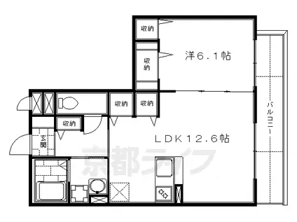 京阪電気鉄道宇治線 観月橋駅 徒歩13分 3階建 築19年(1LDK/1階)の間取り写真