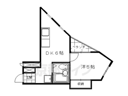 京阪電気鉄道宇治線 桃山南口駅 徒歩2分 4階建 築37年(1DK/3階)の間取り写真