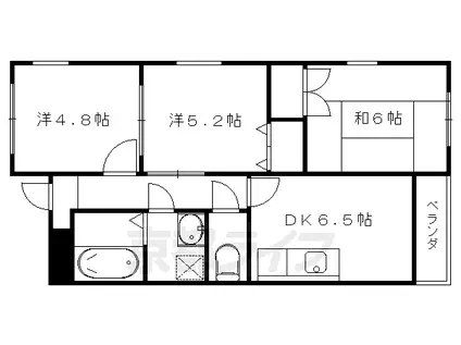 ヤムズⅢ(3DK/3階)の間取り写真