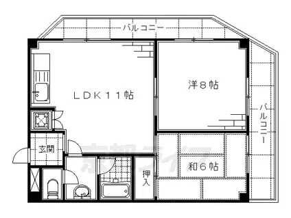京阪電気鉄道京阪線 伏見桃山駅 徒歩24分 5階建 築37年(2LDK/5階)の間取り写真