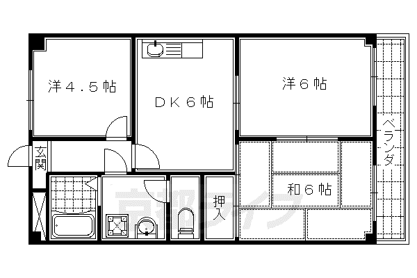 京阪電気鉄道京阪線 伏見桃山駅 徒歩28分 3階建 築36年(3DK/2階)の間取り写真