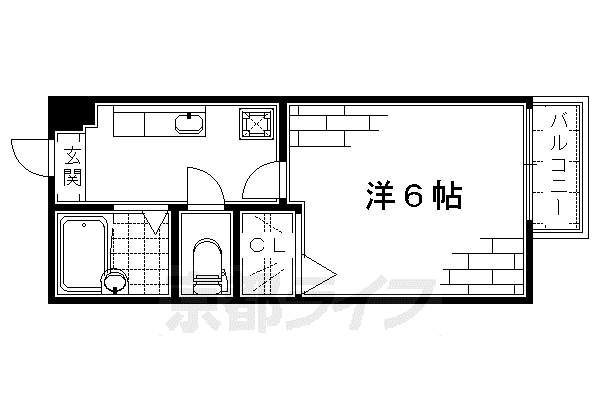 京阪電気鉄道京阪線 中書島駅 徒歩5分 2階建 築28年(1K/1階)の間取り写真