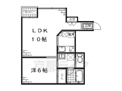 京阪電気鉄道京阪線 丹波橋駅 徒歩2分 3階建 築16年(1LDK/1階)の間取り写真