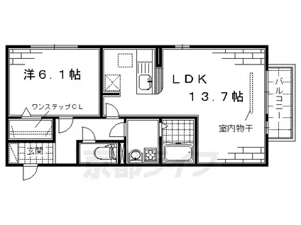 京都市烏丸線 竹田駅(京都) 徒歩17分 2階建 築16年(1LDK/1階)の間取り写真