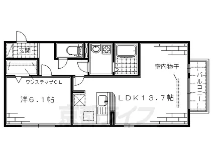 京都市烏丸線 竹田駅(京都) 徒歩17分 2階建 築16年(1LDK/2階)の間取り写真