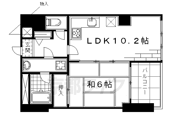 グランドムール伏見桃山(1LDK/3階)の間取り写真