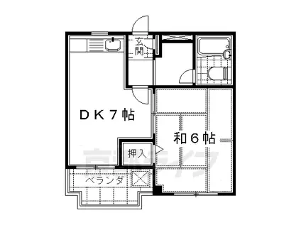 サンロイヤル七瀬川(1DK/3階)の間取り写真