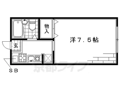 京阪電気鉄道京阪線 藤森駅 徒歩4分 4階建 築33年(1K/1階)の間取り写真