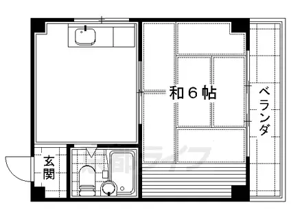 京阪電気鉄道京阪線 墨染駅 徒歩1分 3階建 築43年(1K/2階)の間取り写真