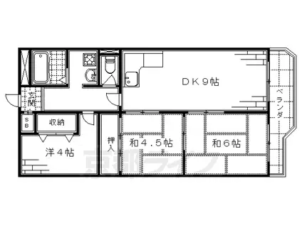 近鉄京都線 向島駅 徒歩8分 3階建 築38年(3LDK/2階)の間取り写真