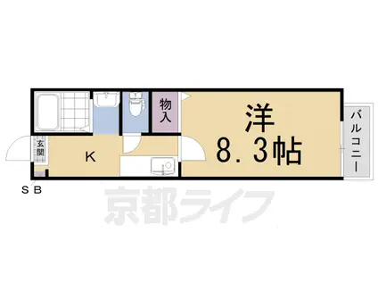 京阪電気鉄道京阪線 伏見稲荷駅 徒歩6分 2階建 築28年(1K/1階)の間取り写真