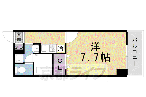 近鉄京都線 近鉄丹波橋駅 徒歩7分 3階建 築21年(1K/1階)の間取り写真