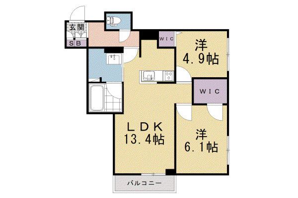 奈良線 桃山駅 徒歩6分 2階建 新築(2LDK/2階)の間取り写真