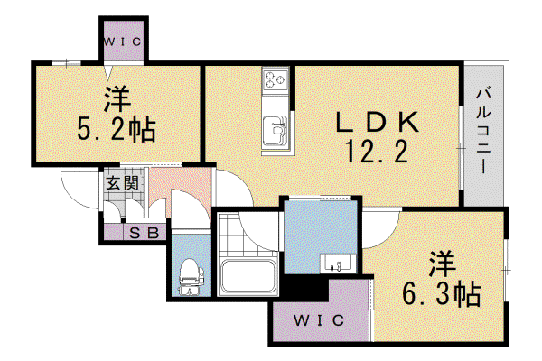 奈良線 桃山駅 徒歩6分 2階建 新築(2LDK/2階)の間取り写真