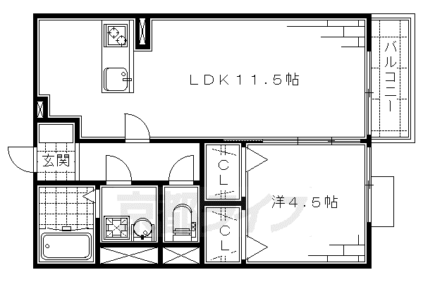 京阪電気鉄道京阪線 藤森駅 徒歩5分 2階建 築16年(1LDK/1階)の間取り写真