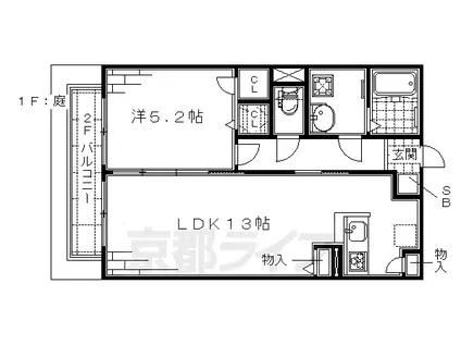 京阪電気鉄道京阪線 藤森駅 徒歩4分 2階建 築16年(1LDK/2階)の間取り写真