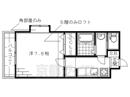 京阪電気鉄道京阪線 藤森駅 徒歩10分 5階建 築15年(1K/4階)の間取り写真