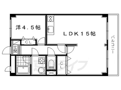 京都市烏丸線 竹田駅(京都) 徒歩8分 6階建 築38年(1LDK/6階)の間取り写真