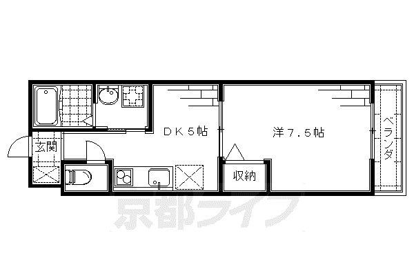 京阪電気鉄道京阪線 龍谷大前深草駅 徒歩7分 4階建 築15年(1DK/4階)の間取り写真